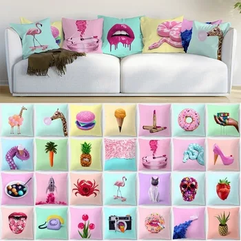 Simplu de culoare, proaspete, lollipop, gogoasa, girafa, față de pernă, mașină canapea, pernă acoperă, decor acasă