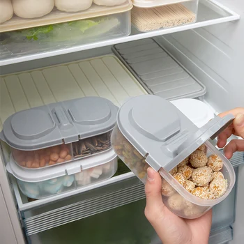 Simplu dublu compartiment cu capac alimente și fructe de etanșare borcan de bucătărie multifuncțional frigider de depozitare din plastic cutie de depozitare
