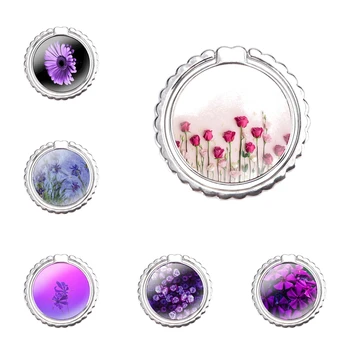 Simplu lavanda flori Violet de Moda de Desene animate Creative Design Rotativ Deget Inel Suport pentru Telefonul Mobil, Stand