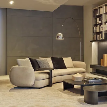 Simplu, modern, canapea de lux Italian pânză canapea dimensiune apartament tehnologie pânză living cu canapea combinație