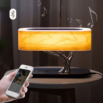 Smart LED Lampă Noptieră Difuzor Bluetooth Cafe Bar, Masă de Lumină fără Fir Încărcător de Telefon Lampa de Birou Estompat Lampa de Birou