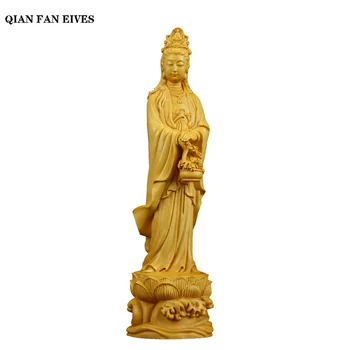 Stil chinezesc coș de flori Guanyin din lemn masiv statuie,artă Modernă sculptura， sculptură Rafinat statuie a lui buddha，decor Acasă