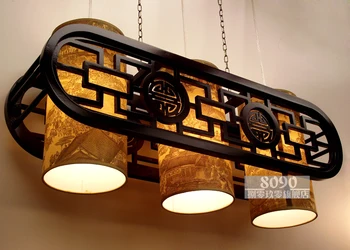 Stil chinezesc din Lemn becuri clasice restaurant lampa cu lumini pandantiv piele de oaie lampa bar lampi ZA ZS65