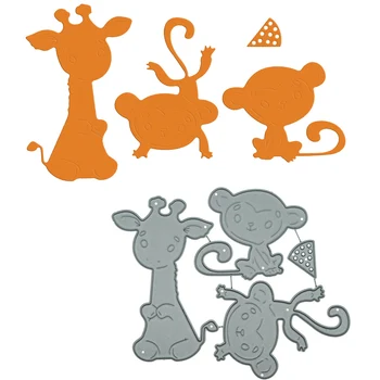 Stil De Desen Animat Maimuță, Girafa Model De Tăiere De Metal Moare Clipart Scrapbooking Ambarcațiuni De Hârtie Decorarea Cutter Animal Pumn Stencil