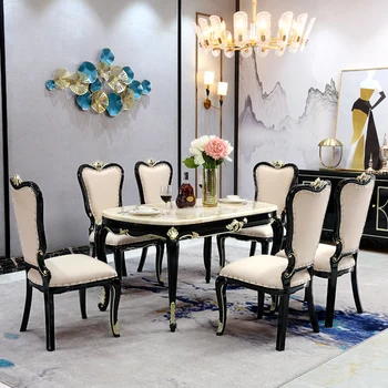 Stil European masă și scaun combinație retractabil de familie mici de pliere masă de sufragerie moderne de uz casnic simple marmură d
