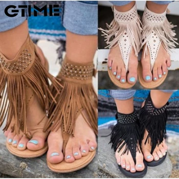 Summmer Pantofi Sandale Plate pentru Femei Sexy Ciucure 2020 Doamna Roma Sandale Pantofi Plat Glezna Flip-Flops Pantofi de Vară Pentru Femei#SJPAE-245