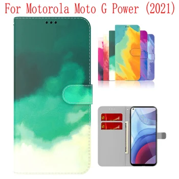 Sunjolly Caz pentru Motorola Moto G Putere 2021 Portofel Stand Flip PU Caz Telefon Acopere coque capa Acoperi Caz