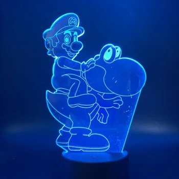 Super Mario 3D plin de culoare LED lumina de noapte touch control de la distanță lampă de birou Mario joc de animație figura lumină copii cadou de ziua jucărie