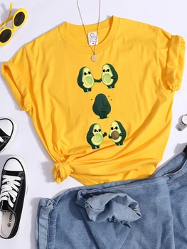 Să-L Pună Împreună Kawaii Avocado Print T Shirt Femei Respirabil Casual Tricou Strada Hip Hop de Top Culturilor de Vară, Haine de Moda