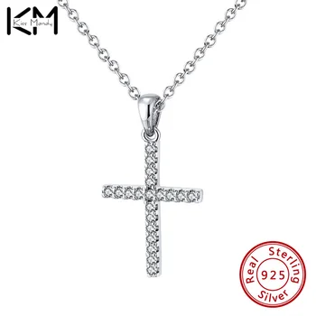 SĂRUT-o pe MANDY Argint 925 Deschide Zircon Pandantiv Cruce Colier de Cristal Isus Colier Pentru Femei Barbati Moda Bijuterii SN219