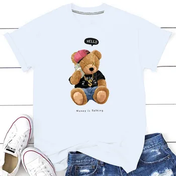T-shirt Femei de Moda Bani Grafic T-shirt camisetas y2k hombre supradimensionat de Vară de Desene animate Amuzant Urs Sus Harajuku Casual Tee 4XL