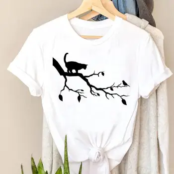 T-shirt Stil Minunat Laba Pisica Amuzant Doamnelor Moda Femei Tendință Tricou Top Lady Imprimare de Călătorie Tee Short Sleeve Graphic T-Shirt