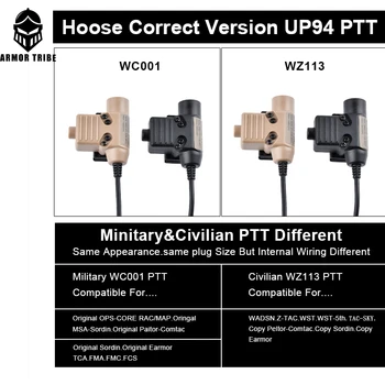 Tactice NOI U94 ASV Originala RAC TMC COMTAC Earmor Cască de Vânătoare Militare Nato Mufă pentru Căști Kenwood Baofeng walkie talkie