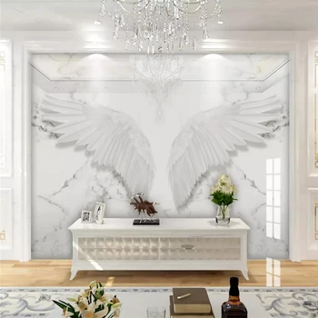 Tapet decorativ seria Modern simplu stil abstract marmură albă aripi forma murale de perete de fundal