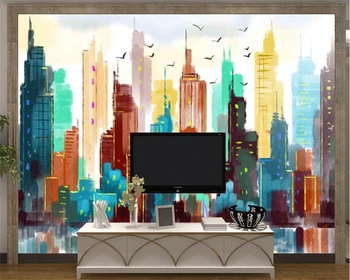 Tapet personalizat 3d plin de viață oraș clădire pictură în ulei de fundal de perete camera de zi dormitor restaurant decor pictura Обои