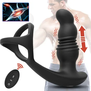 Telescopic Anal Vibrator de Prostata pentru Masaj Butt Plug Dildo pentru Femei Intarziere Ejaculare Inele de Blocare Jucărie Sexuală pentru Bărbați Erotic Produs