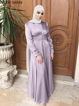 Timp Musulman Femei Rochie Corset Elegant Cu Margele Cu Rochii Elegante Din Satin Rochie Lunga Noua Moda Satin Islamic Halat Femme Musulmane