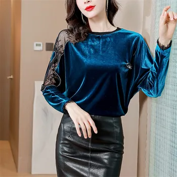 Toamna Iarna Catifea, Bluze Dantela Vintage Bluza Femei De Înaltă Calitate Coreea Moda Bluze Camasa Casual Blusas Mujer De Moda 2022