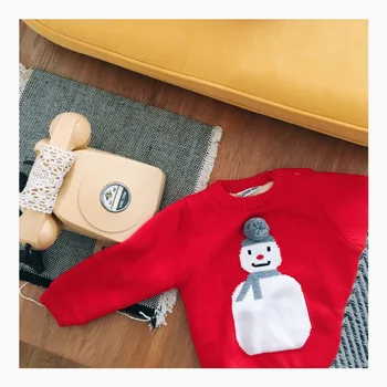 Tonytaobaby Nou Haine de Iarnă pentru Băieți și Fete Uzura pentru Copii de Crăciun, om de Zăpadă Roșu Pulover Tricotate Copii Pulover pulover Pulover