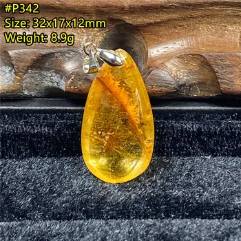 Top Natural de Aur Rutilated Pandantiv Bijuterii 32x17x12mm Pentru Femeie Bărbat Noroc de Avere Cadou Margele de Piatră prețioasă Cristal de Argint Piatra AAAAA