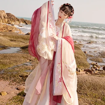 Treptată Roz Hanfu Haine Pentru Femei Oriental, Dansul Clasic, Costume de Haine Tradiționale Chinezești Dinastiei Tang Costum DQL7654
