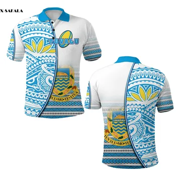 Tuvalu Rugby Hawaiian Sport Cadou 3D Imprimate Tricou Polo Barbati Anglia Unisex Subțire Guler Maneci Scurte StreetWear Top Casual