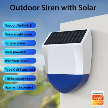 Tuya Smart Home WiFi Detector PIR Sirena Stroboscop Lumina Solara in aer liber cu Infraroșu fără Fir Sistem de Alarmă Antifurt Notificare APP