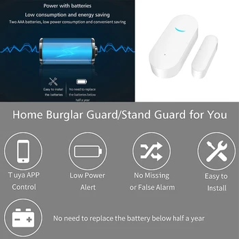 Tuya WiFi Inteligent Senzor de Usa Deschisa Închis Detectoare Wifi Alarmă Acasă Compatibil cu Alexa Google Casa Tuya APP de Vânzare Fierbinte