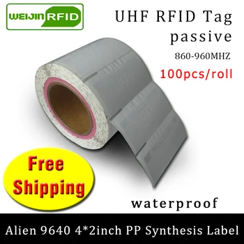UHF RFID EPC 6C autocolant Străin 9640 PP hârtie 915mhz868mhz860-960MHZ H3 100buc transport gratuit, adeziv pasiv etichetă RFID