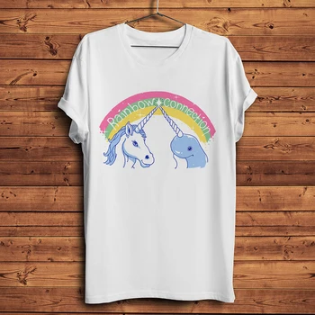unicorn și Narval Curcubeului amuzant tricou Bărbați vară Alb Casual Tricou maneca scurta Unisex streetwear tee