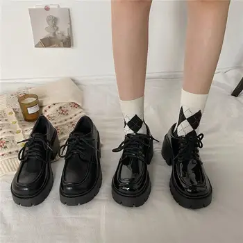 Uniforma Pantofi Mici Pantofi De Piele De Sex Feminin Britanic Fată Japoneză Negru Salbatic Retro Mary Jane Pantofi Lolita Pantofi Platforma Low-Hee