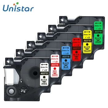 Unistar 6pcs 53713 compatibil pentru pentru D1 Dymo Label Printer Casete 53713 53715 53716 53718 53719 Combo Set 24mm Eticheta Panglici