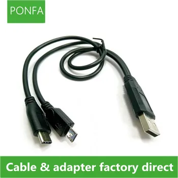 USB 3.1 Tip C Cablu 2 in 1 Cablu Incarcare USB 2.0 Male la USB Tip C C & Micro USB 2.0 de Încărcare Încărcător Cablu de Cablu Negru 0,3 m