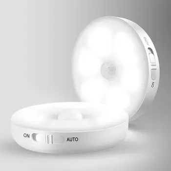 USB de Încărcare Lampă de Perete Senzor de Mișcare Lumina de Noapte Led Rotund Dulap Lumini Camera Copiilor Culoar Scara Decorare Dormitor
