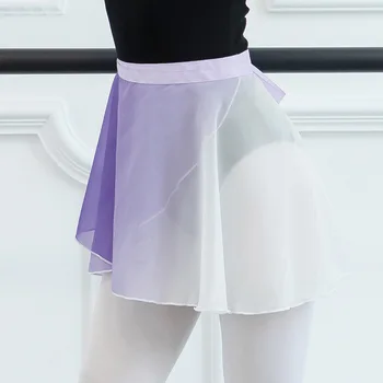 USHINE Adult Gradient de Culoare Sifon Wrap Fusta de Balet de Dans Tricou Skate Rochie Tutu Fete