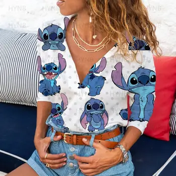 V-Neck Femei Sitich Vara tricouri Sexy Femeie de Moda Bluze 2022 Mâneci Lungi Vintage Polo Y2k Haine Disney Kpop Topuri Tricou