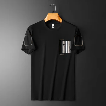 Vara Casual T-Shirt 2022 Vara Maneca Scurta Slim Rotund Gât T Cămașă De Afaceri Sociale Biroul Tee Topuri Streetwear Bărbați Îmbrăcăminte