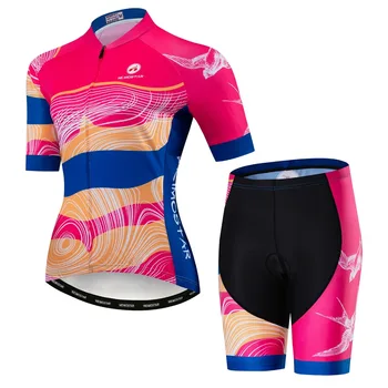 Vara Femeile Ciclism Jersey Seturi Maillot Ciclismo Maneci Scurte Biciclete Îmbrăcăminte Respirabil Pad Gel de pantaloni Scurți de Biciclete Tricou Top Roz