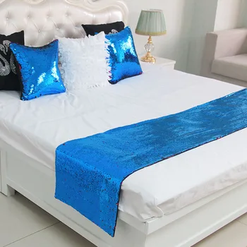 Veemi Stil Lux Cuvertură de pat de Albastru și Roșu a Crescut Dublu Confruntat cu Paiete Pat Runner lenjerie de Pat Queen cu Pat King Acoperă Prosop Protector