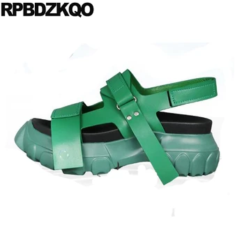 Verde Plat Sandale Cu Platforma Bărbați În Aer Liber, Adidași, Sandale Casual, Pantofi De Designer Celebru Brand De Vară 2021 Piele Sport