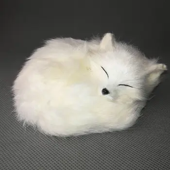 viața reală jucărie minunat alb de dormit fox despre 14x12cm greu modelul,polietilenă&blană de vulpe jucărie decor cadou h0052