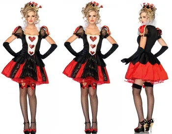 Vrăjitoare De Halloween Cosplay Alice Tara Minunilor Inima Rosie Rochie De Regina