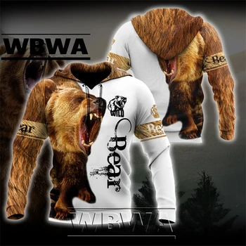 WBWA Frumos Ursul de Vânătoare 3D Peste Tot Imprimate Barbati Toamna Hanorace Hanorac Unisex Streetwear Sacou Casual Pulover KK487