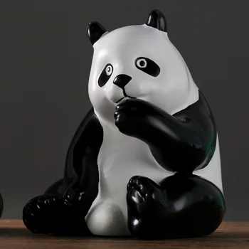 WU CHEN pe termen LUNG 3 Buc/set Modern Panda Statuie Creative Animal Camera de zi Dulapuri Ornamente Decor Acasă Rasina de Artizanat R4065