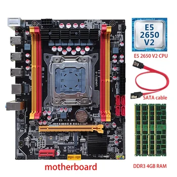 X79 PC Placa de baza+E5 2650 V2 CPU+4X DDR3 4GB RAM+Cablu SATA H61 Chip despre lga2011 4X DDR3 Memorie Slot M. 2 NVME Placa de baza