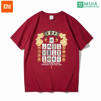 xiaomi Vara noi națională de moda mahjong distractiv de avere T-shirt avere maneci scurte student de sex masculin haine largi T-shirt