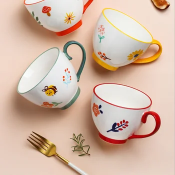 În stil European, creator de desene animate cana fată frumoasă cu capacitate mare de ceramică apă ceașcă de cafea de uz casnic lapte de ovaz cupe cupe mic dejun