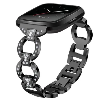 Înlocuirea Ceas Benzi Pentru Fitbit-Versa Femei Bărbați De Lux Din Oțel Inoxidabil Curea Reglabila Bratara Bratara Strasuri