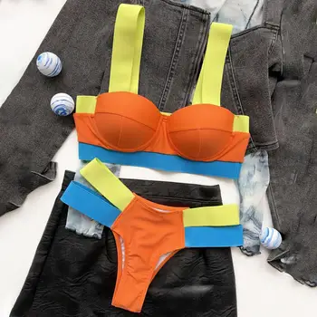 Înot de vară Bikini Tip Split Casual Moale Doamnelor de costume de Baie Push Up Beachwear Bikini Set pentru Plajă