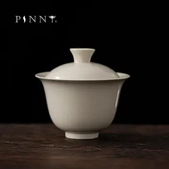 ȘORȚULEȚ 130ML Ceramice, Cenușă de Plante Glazura Gaiwan Pigmentate Ceai Kung Fu Strachină Tradițională Chineză Serviciu de Ceai Ceai Castron